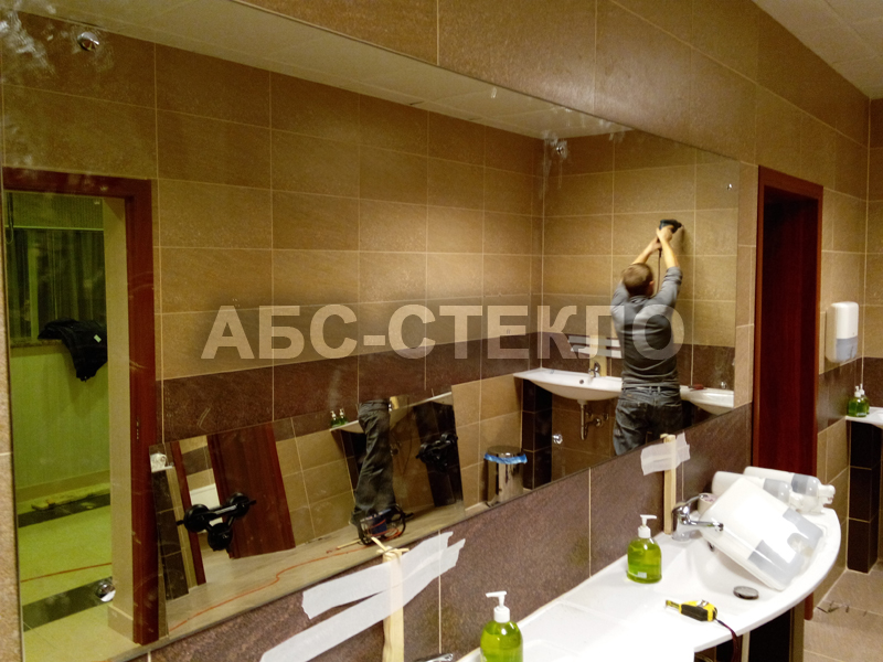 Монтаж зеркал в санузле (калужская обл.).